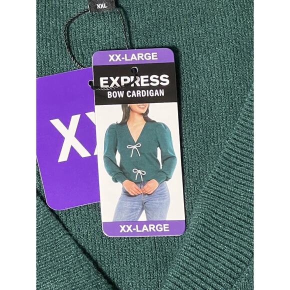 Express Bow Cardigan Women’s XXL June Bug Long Sleeve 2 Snap - Picture 1 of 12